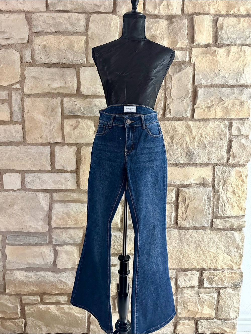 GOGO Dark Blue High-Rise Flare Jeans - Wide Leg